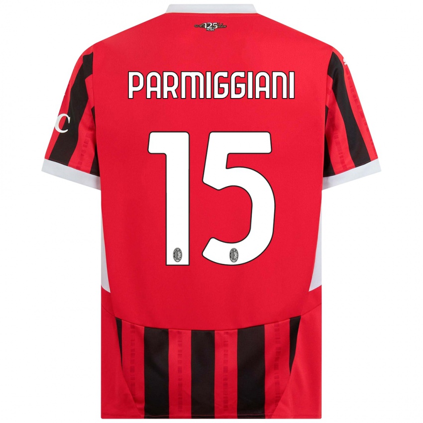 Kinder Pietro Parmiggiani #15 Rot Schwarz Heimtrikot Trikot 2024/25 T-Shirt Österreich