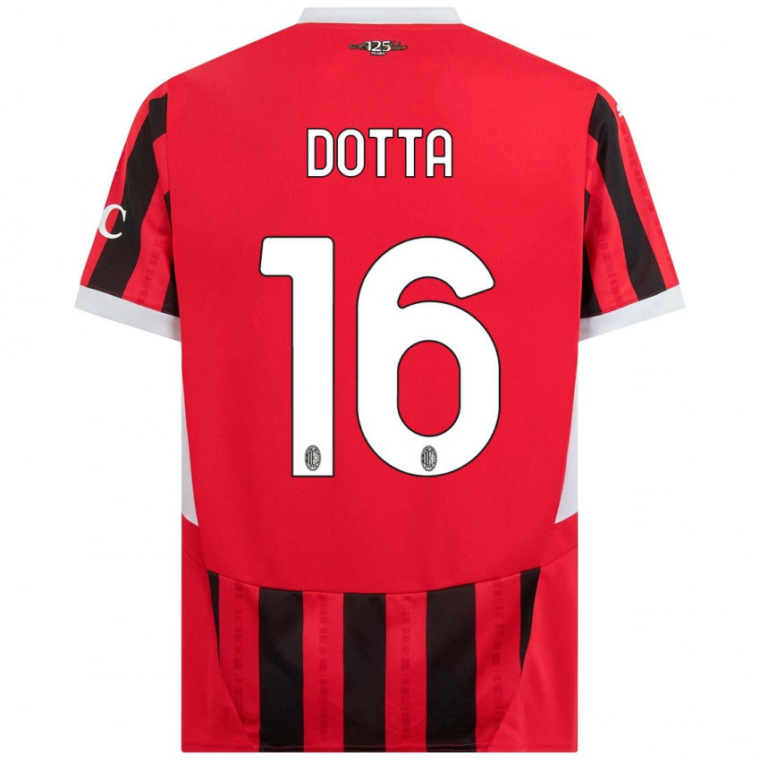 Kinder Cristiano Dotta #16 Rot Schwarz Heimtrikot Trikot 2024/25 T-Shirt Österreich