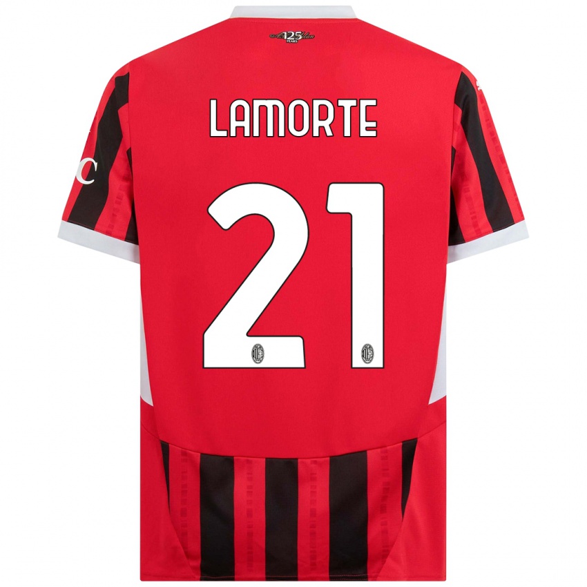 Kinder Alessandro Lamorte #21 Rot Schwarz Heimtrikot Trikot 2024/25 T-Shirt Österreich