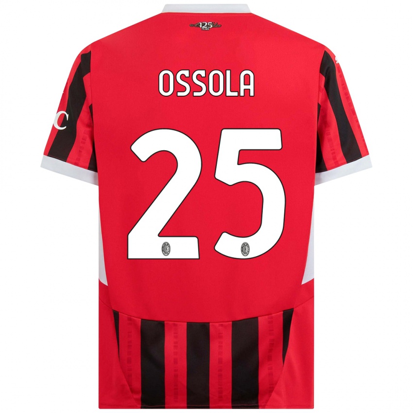 Kinder Lorenzo Ossola #25 Rot Schwarz Heimtrikot Trikot 2024/25 T-Shirt Österreich