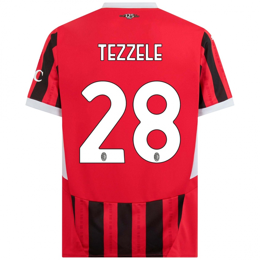 Kinder Matteo Tezzele #28 Rot Schwarz Heimtrikot Trikot 2024/25 T-Shirt Österreich