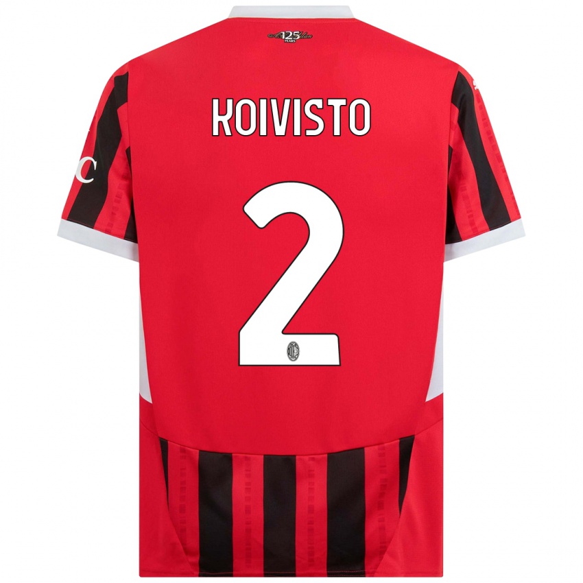 Kinder Emma Koivisto #2 Rot Schwarz Heimtrikot Trikot 2024/25 T-Shirt Österreich