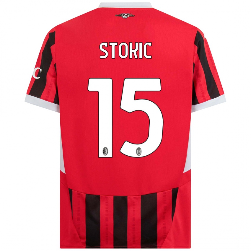 Kinder Sara Stokić #15 Rot Schwarz Heimtrikot Trikot 2024/25 T-Shirt Österreich