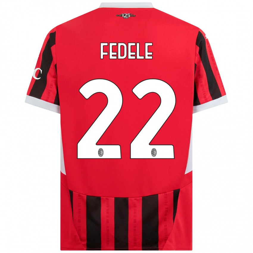 Kinder Noemi Fedele #22 Rot Schwarz Heimtrikot Trikot 2024/25 T-Shirt Österreich