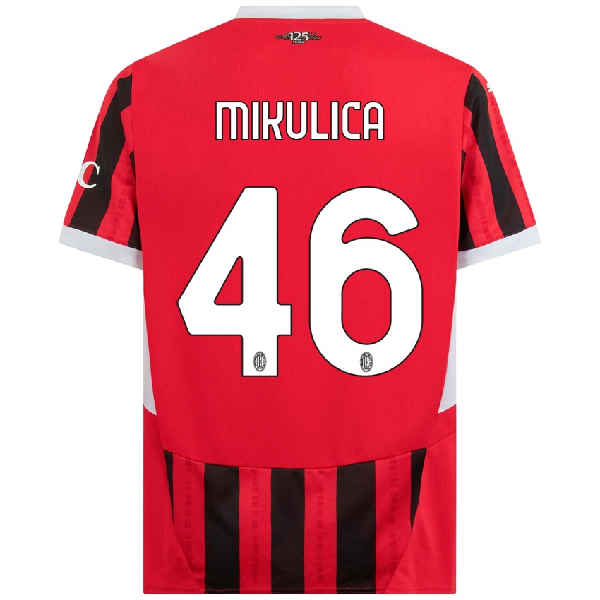 Kinder Petra Mikulica #46 Rot Schwarz Heimtrikot Trikot 2024/25 T-Shirt Österreich