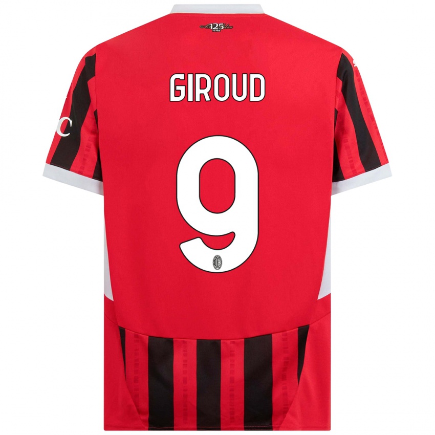 Kinder Olivier Giroud #9 Rot Schwarz Heimtrikot Trikot 2024/25 T-Shirt Österreich