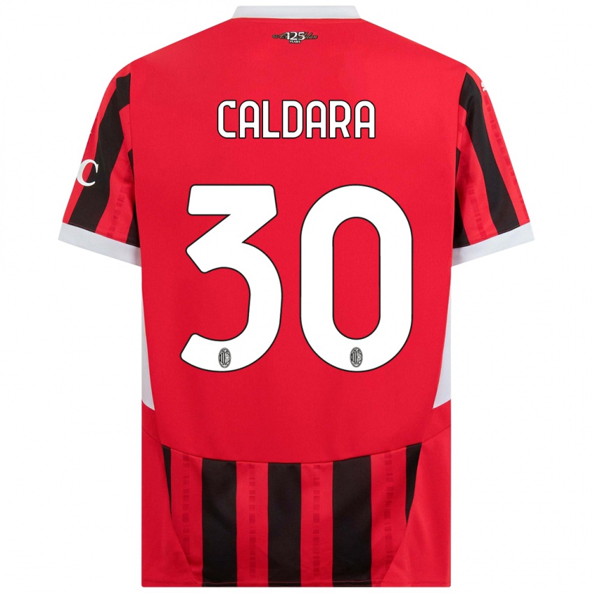 Kinder Mattia Caldara #30 Rot Schwarz Heimtrikot Trikot 2024/25 T-Shirt Österreich