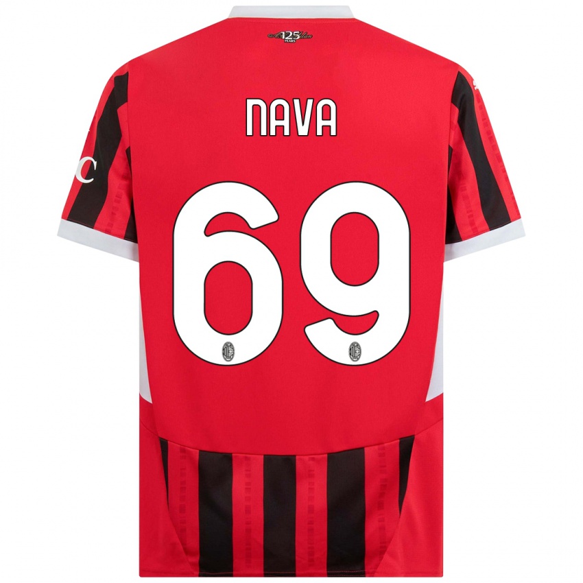 Kinder Lapo Nava #69 Rot Schwarz Heimtrikot Trikot 2024/25 T-Shirt Österreich