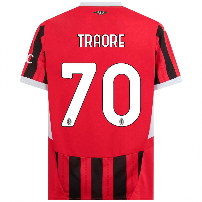 Kinder Chaka Traore #70 Rot Schwarz Heimtrikot Trikot 2024/25 T-Shirt Österreich