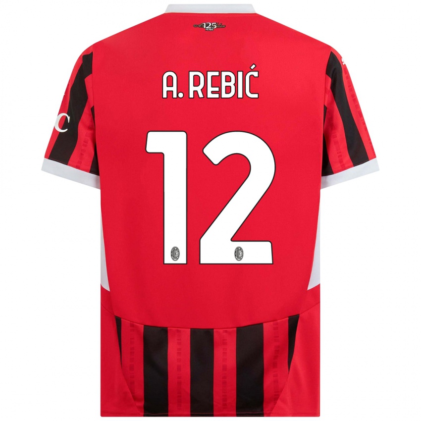 Kinder Ante Rebic #12 Rot Schwarz Heimtrikot Trikot 2024/25 T-Shirt Österreich