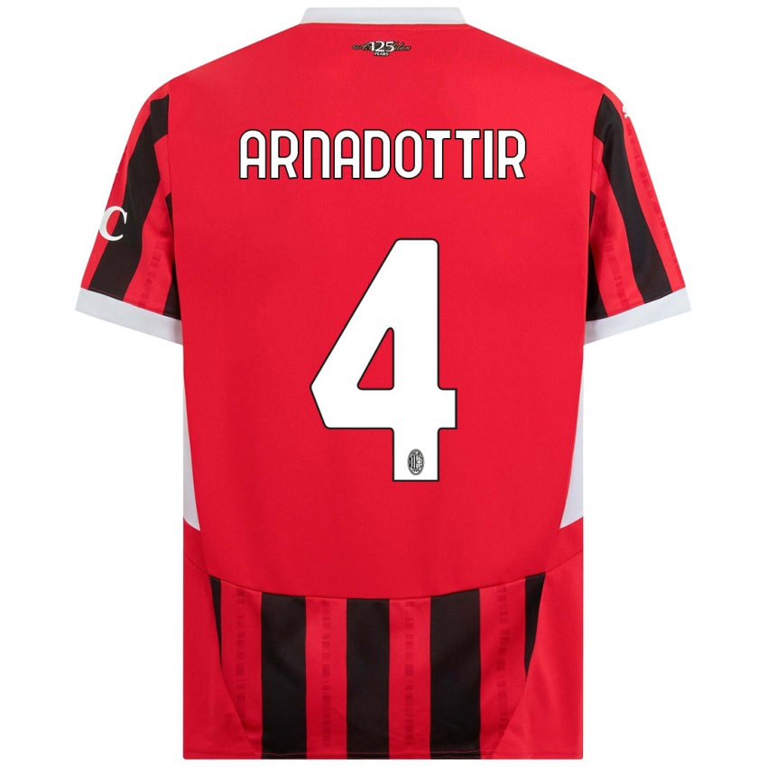 Kinder Guony Arnadottir #4 Rot Schwarz Heimtrikot Trikot 2024/25 T-Shirt Österreich