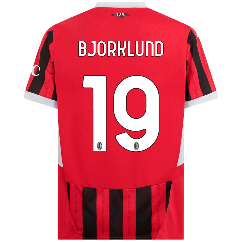 Kinder Lukas Bjorklund #19 Rot Schwarz Heimtrikot Trikot 2024/25 T-Shirt Österreich