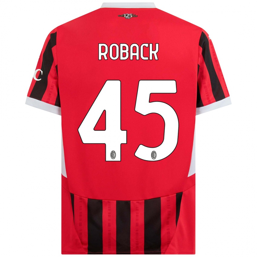 Kinder Emil Roback #45 Rot Schwarz Heimtrikot Trikot 2024/25 T-Shirt Österreich