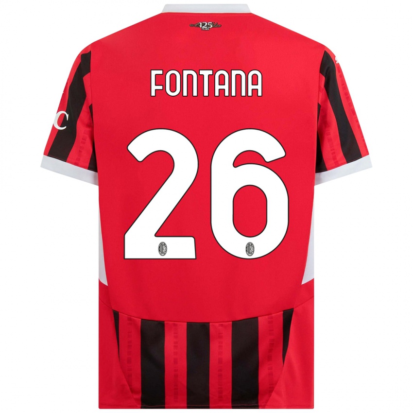 Kinder Francesco Fontana #26 Rot Schwarz Heimtrikot Trikot 2024/25 T-Shirt Österreich