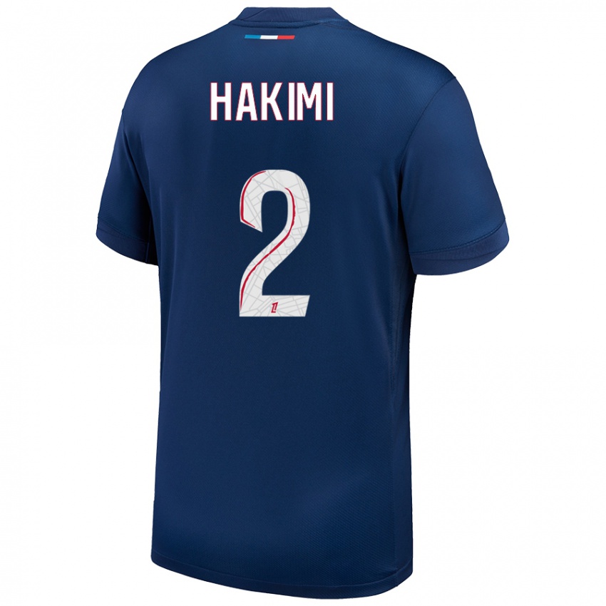 Kinder Achraf Hakimi #2 Marineblau Weiß Heimtrikot Trikot 2024/25 T-Shirt Österreich