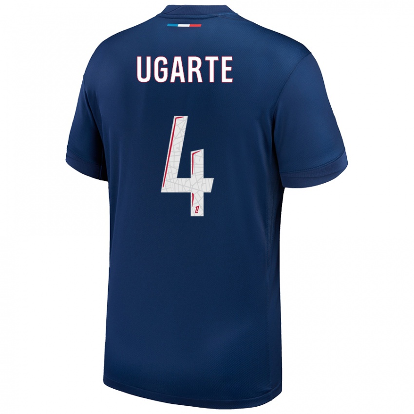 Kinder Manuel Ugarte #4 Marineblau Weiß Heimtrikot Trikot 2024/25 T-Shirt Österreich