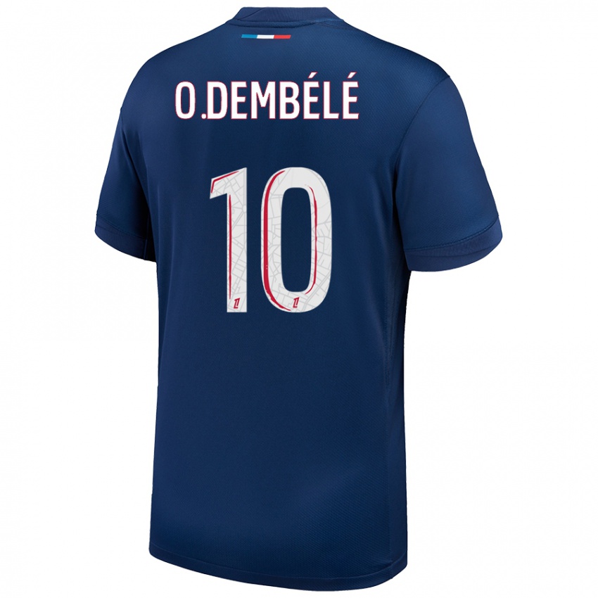 Kinder Ousmane Dembele #10 Marineblau Weiß Heimtrikot Trikot 2024/25 T-Shirt Österreich