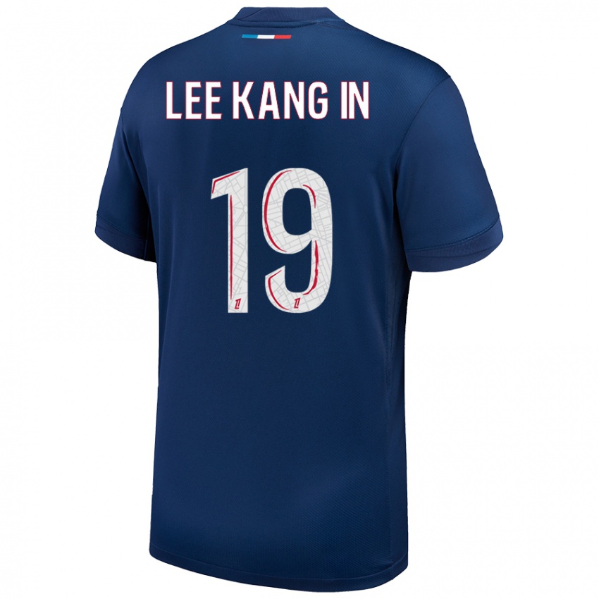 Kinder Kang-In Lee #19 Marineblau Weiß Heimtrikot Trikot 2024/25 T-Shirt Österreich