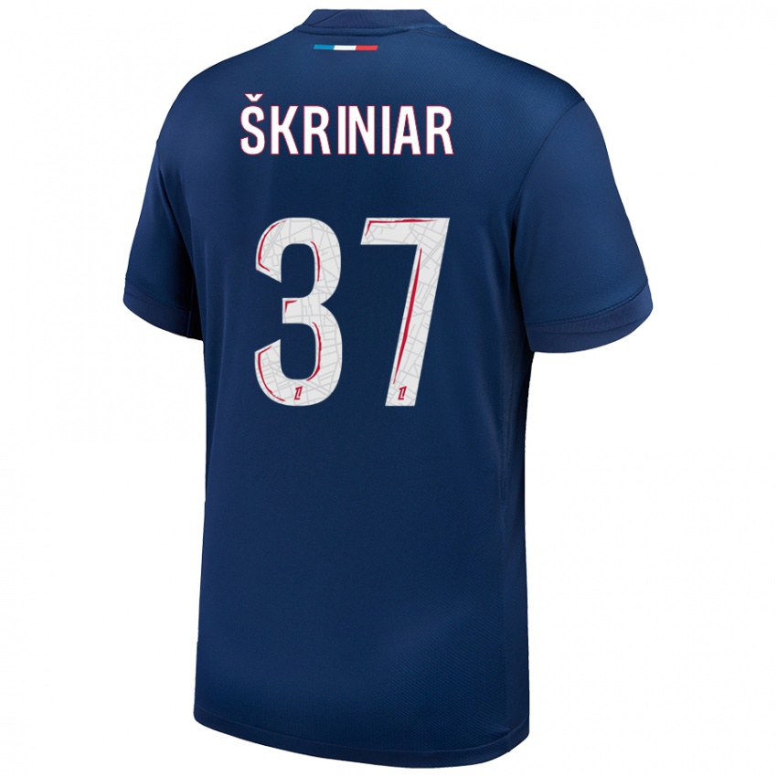 Kinder Milan Skriniar #37 Marineblau Weiß Heimtrikot Trikot 2024/25 T-Shirt Österreich