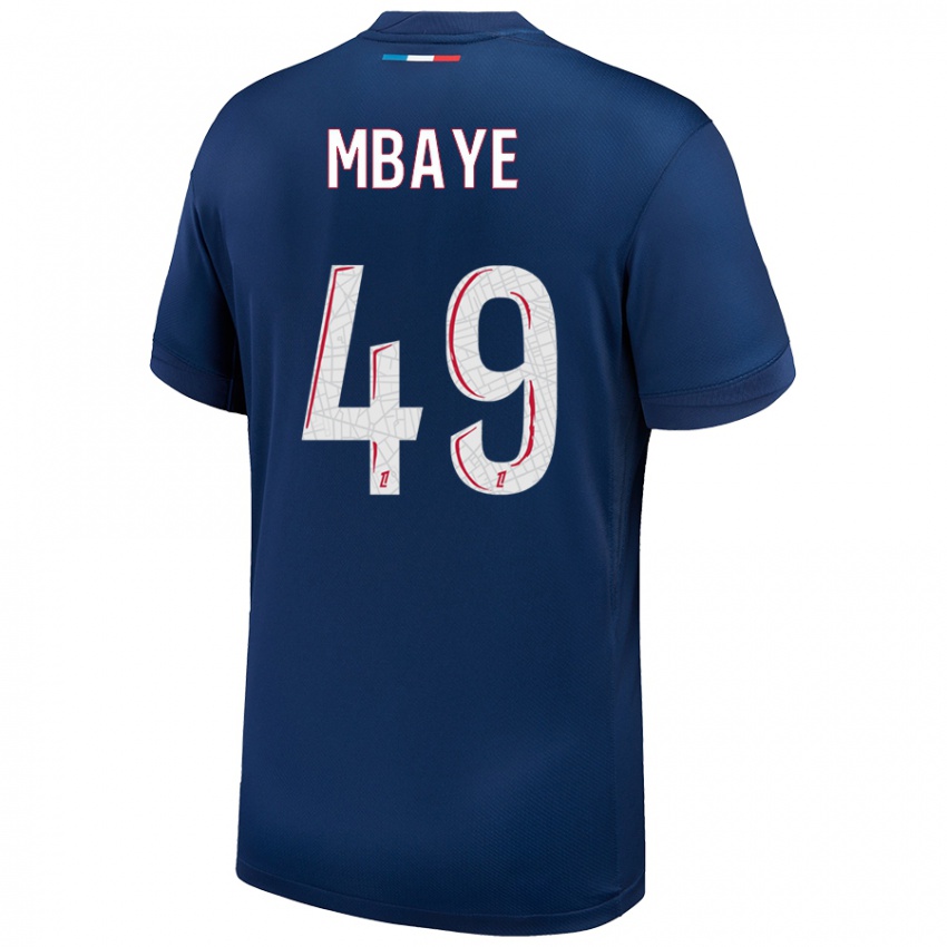 Kinder Ibrahim Mbaye #49 Marineblau Weiß Heimtrikot Trikot 2024/25 T-Shirt Österreich