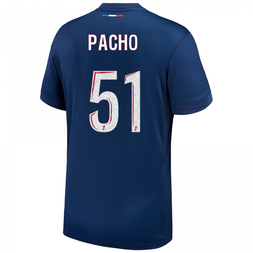 Kinder Willian Pacho #51 Marineblau Weiß Heimtrikot Trikot 2024/25 T-Shirt Österreich