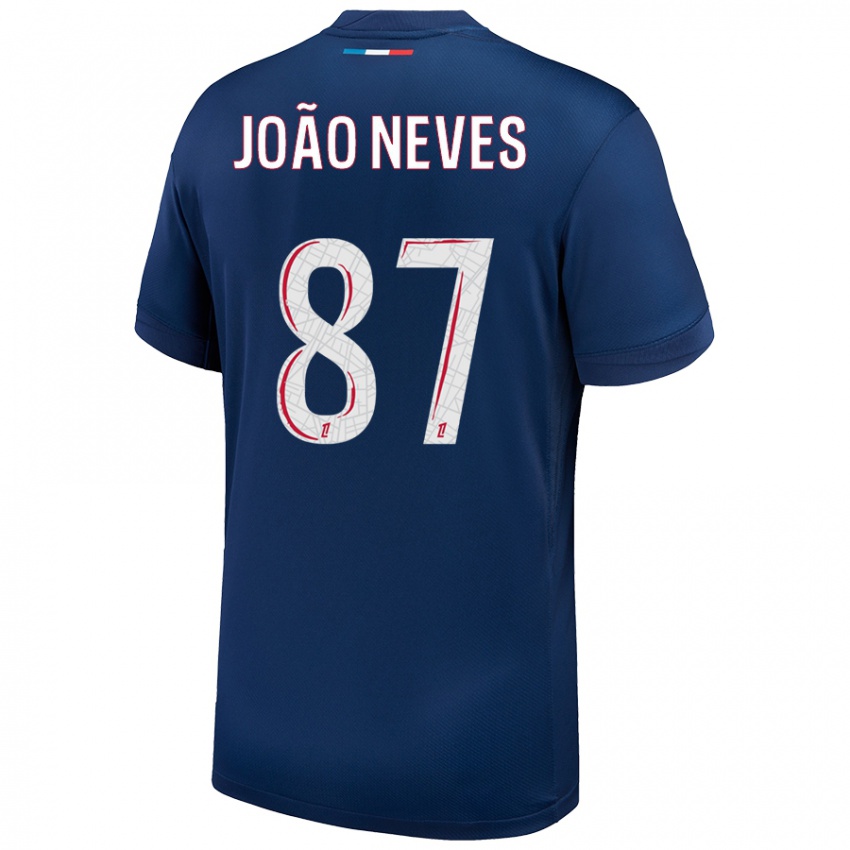 Kinder João Neves #87 Marineblau Weiß Heimtrikot Trikot 2024/25 T-Shirt Österreich