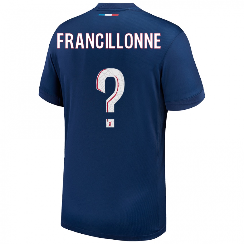 Kinder Bryan Francillonne #0 Marineblau Weiß Heimtrikot Trikot 2024/25 T-Shirt Österreich