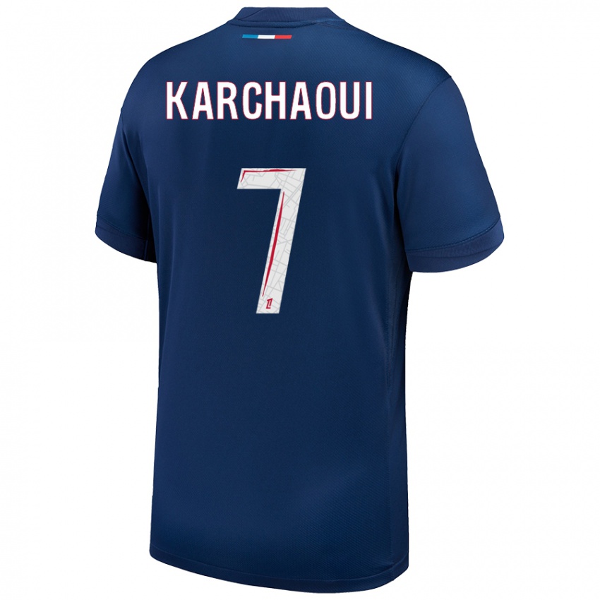 Kinder Sakina Karchaoui #7 Marineblau Weiß Heimtrikot Trikot 2024/25 T-Shirt Österreich