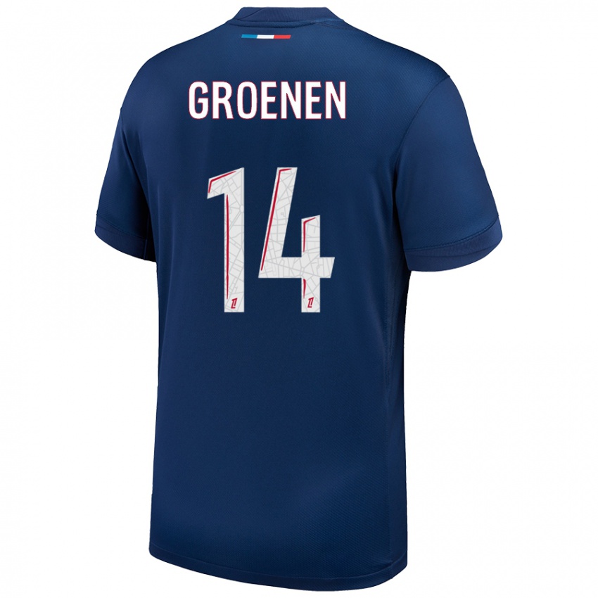 Kinder Jackie Groenen #14 Marineblau Weiß Heimtrikot Trikot 2024/25 T-Shirt Österreich