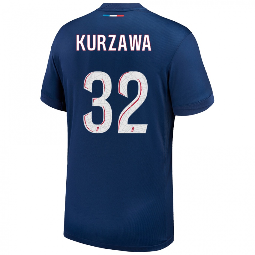 Kinder Layvin Kurzawa #32 Marineblau Weiß Heimtrikot Trikot 2024/25 T-Shirt Österreich