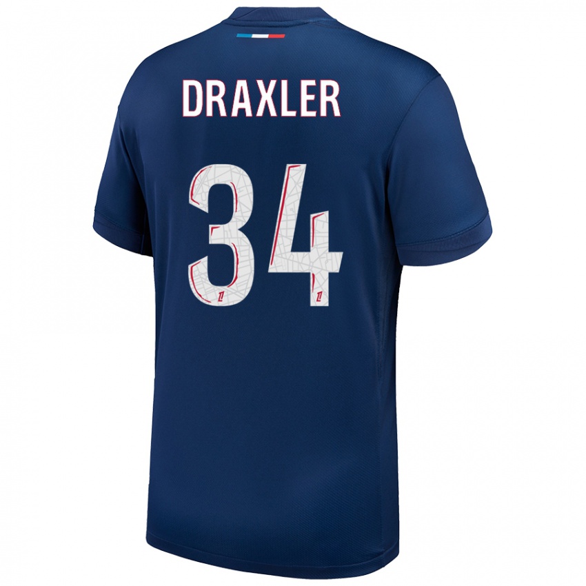 Kinder Julian Draxler #34 Marineblau Weiß Heimtrikot Trikot 2024/25 T-Shirt Österreich