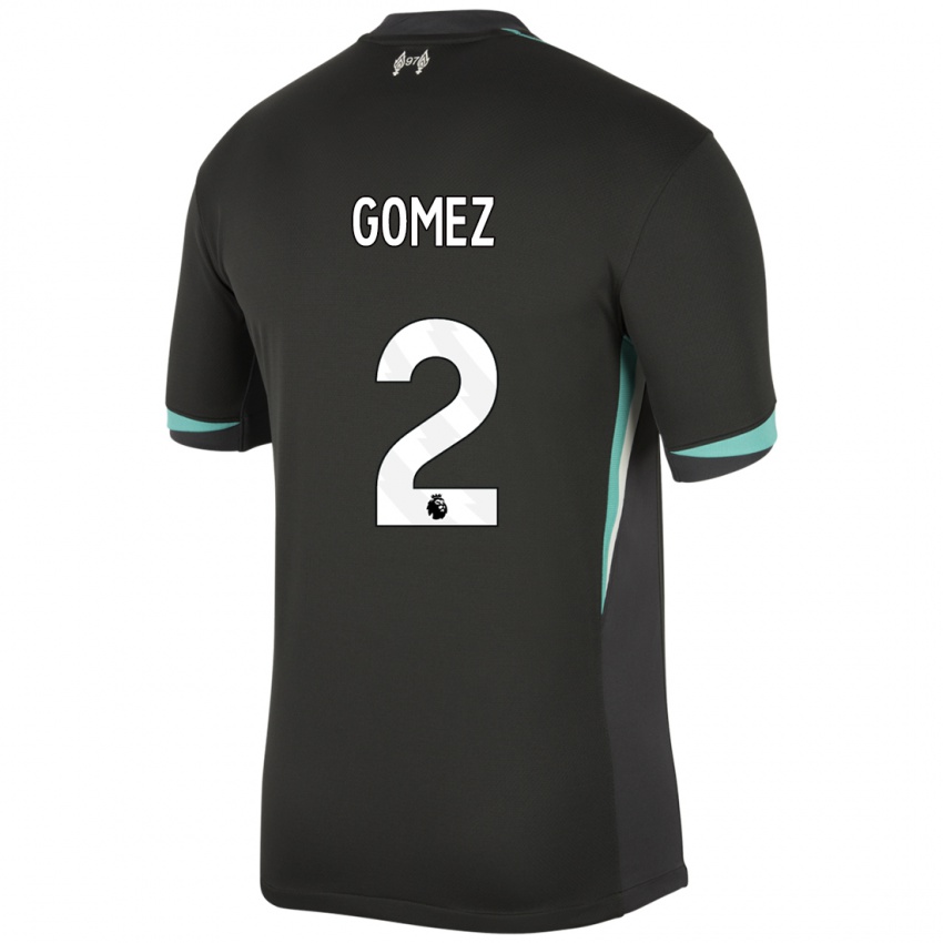 Kinder Joe Gomez #2 Schwarz Anthrazitweiß Auswärtstrikot Trikot 2024/25 T-Shirt Österreich