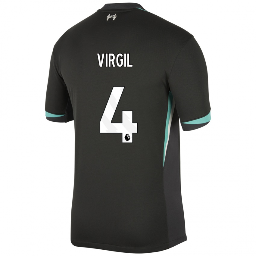 Kinder Virgil Van Dijk #4 Schwarz Anthrazitweiß Auswärtstrikot Trikot 2024/25 T-Shirt Österreich