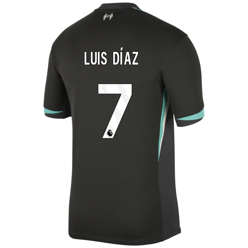 Kinder Luis Diaz #7 Schwarz Anthrazitweiß Auswärtstrikot Trikot 2024/25 T-Shirt Österreich