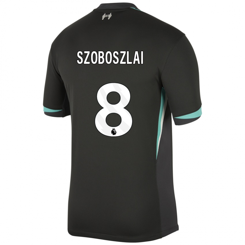 Kinder Dominik Szoboszlai #8 Schwarz Anthrazitweiß Auswärtstrikot Trikot 2024/25 T-Shirt Österreich