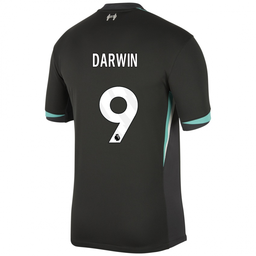 Kinder Darwin Nunez #9 Schwarz Anthrazitweiß Auswärtstrikot Trikot 2024/25 T-Shirt Österreich