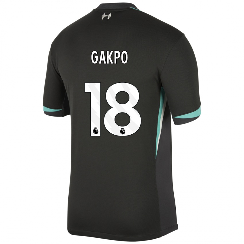 Kinder Cody Gakpo #18 Schwarz Anthrazitweiß Auswärtstrikot Trikot 2024/25 T-Shirt Österreich