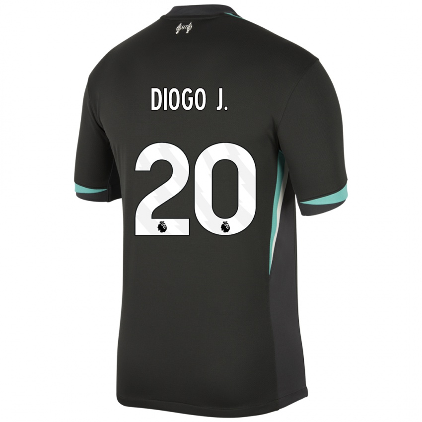 Kinder Diogo Jota #20 Schwarz Anthrazitweiß Auswärtstrikot Trikot 2024/25 T-Shirt Österreich