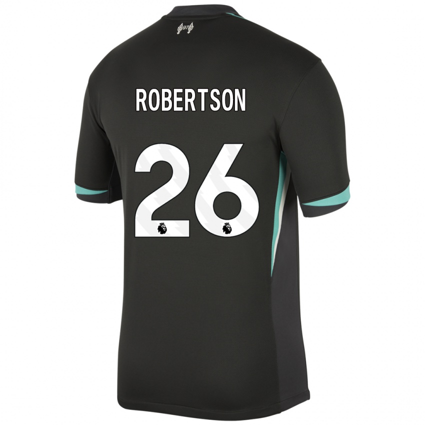 Kinder Andrew Robertson #26 Schwarz Anthrazitweiß Auswärtstrikot Trikot 2024/25 T-Shirt Österreich