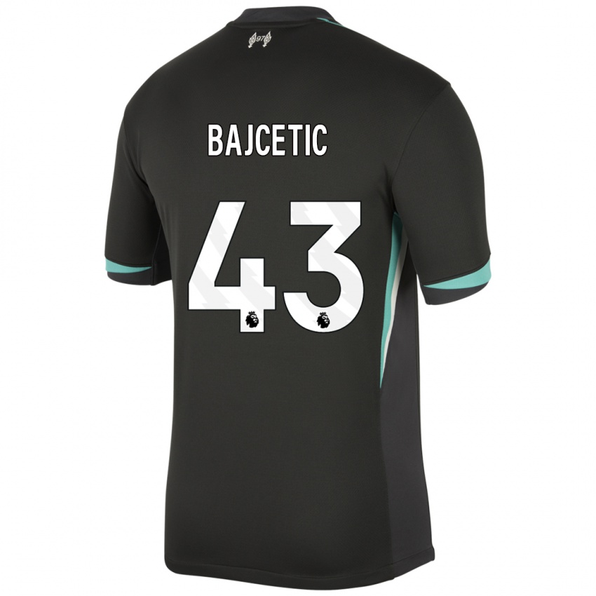 Kinder Stefan Bajcetic #43 Schwarz Anthrazitweiß Auswärtstrikot Trikot 2024/25 T-Shirt Österreich