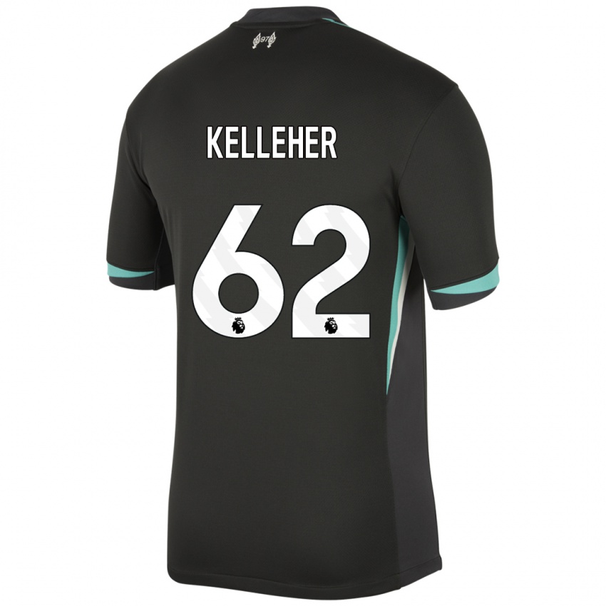 Kinder Caoimhin Kelleher #62 Schwarz Anthrazitweiß Auswärtstrikot Trikot 2024/25 T-Shirt Österreich