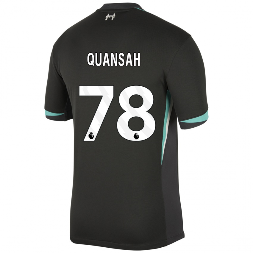 Kinder Jarell Quansah #78 Schwarz Anthrazitweiß Auswärtstrikot Trikot 2024/25 T-Shirt Österreich