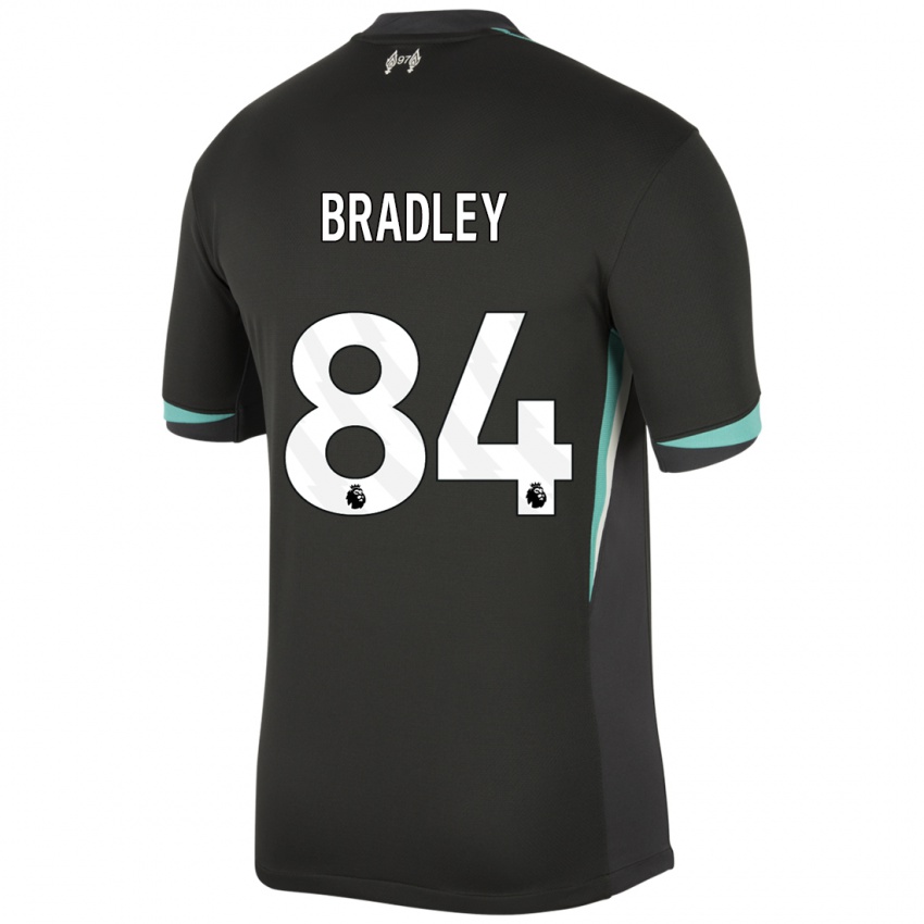 Kinder Conor Bradley #84 Schwarz Anthrazitweiß Auswärtstrikot Trikot 2024/25 T-Shirt Österreich