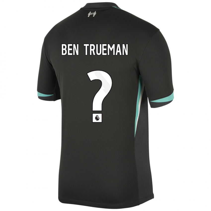 Kinder Ben Trueman #0 Schwarz Anthrazitweiß Auswärtstrikot Trikot 2024/25 T-Shirt Österreich