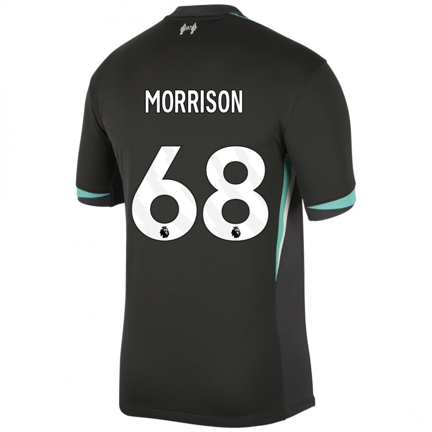 Kinder Kieran Morrison #68 Schwarz Anthrazitweiß Auswärtstrikot Trikot 2024/25 T-Shirt Österreich