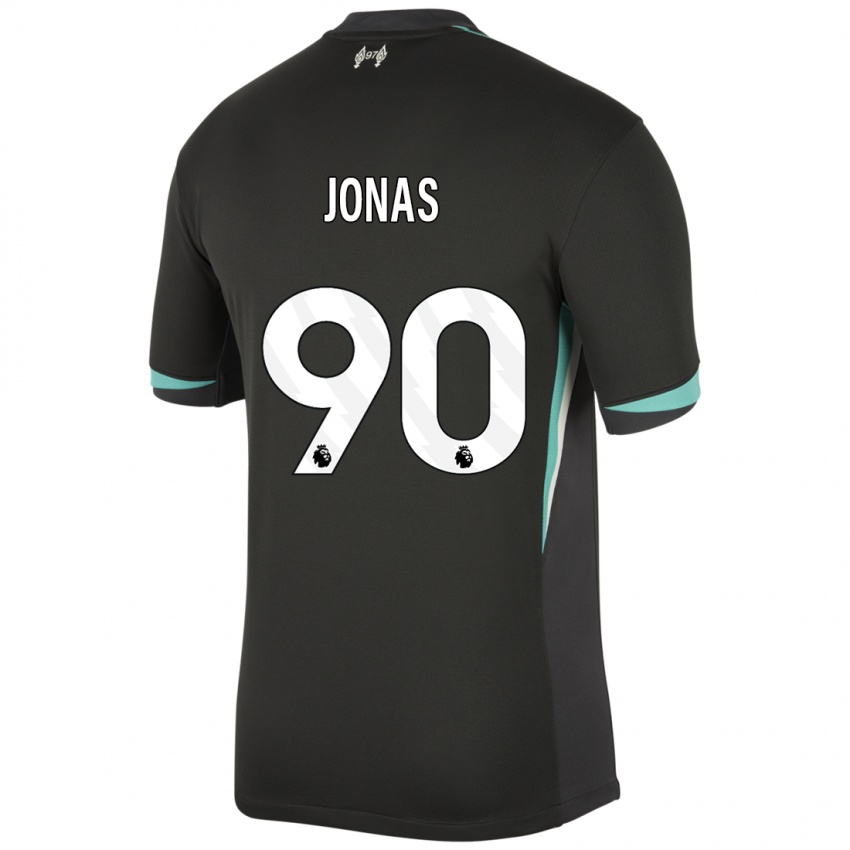 Kinder Lee Jonas #90 Schwarz Anthrazitweiß Auswärtstrikot Trikot 2024/25 T-Shirt Österreich