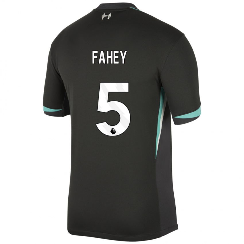 Kinder Niamh Fahey #5 Schwarz Anthrazitweiß Auswärtstrikot Trikot 2024/25 T-Shirt Österreich