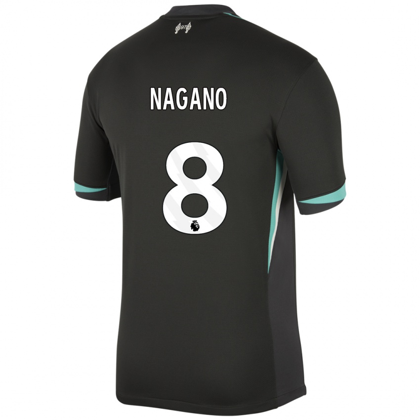 Kinder Fūka Nagano #8 Schwarz Anthrazitweiß Auswärtstrikot Trikot 2024/25 T-Shirt Österreich