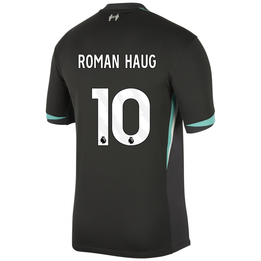 Kinder Sophie Román Haug #10 Schwarz Anthrazitweiß Auswärtstrikot Trikot 2024/25 T-Shirt Österreich