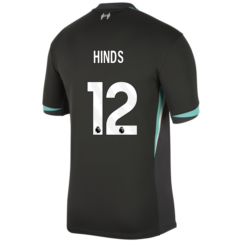 Kinder Taylor Hinds #12 Schwarz Anthrazitweiß Auswärtstrikot Trikot 2024/25 T-Shirt Österreich